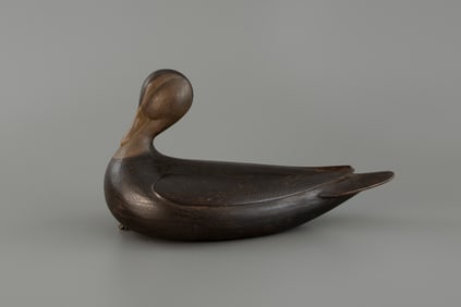 Stavis Breast-Preening Black Duck and Head by Mark S. McNair (b. 1950)