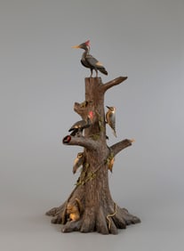 Life After Death, Woodpecker Tree Mechanical Bank by Frank S. Finney (b. 1947)