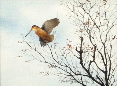 David A. Hagerbaumer (1921-2014), Two Watercolors, Woodcock and Grouse