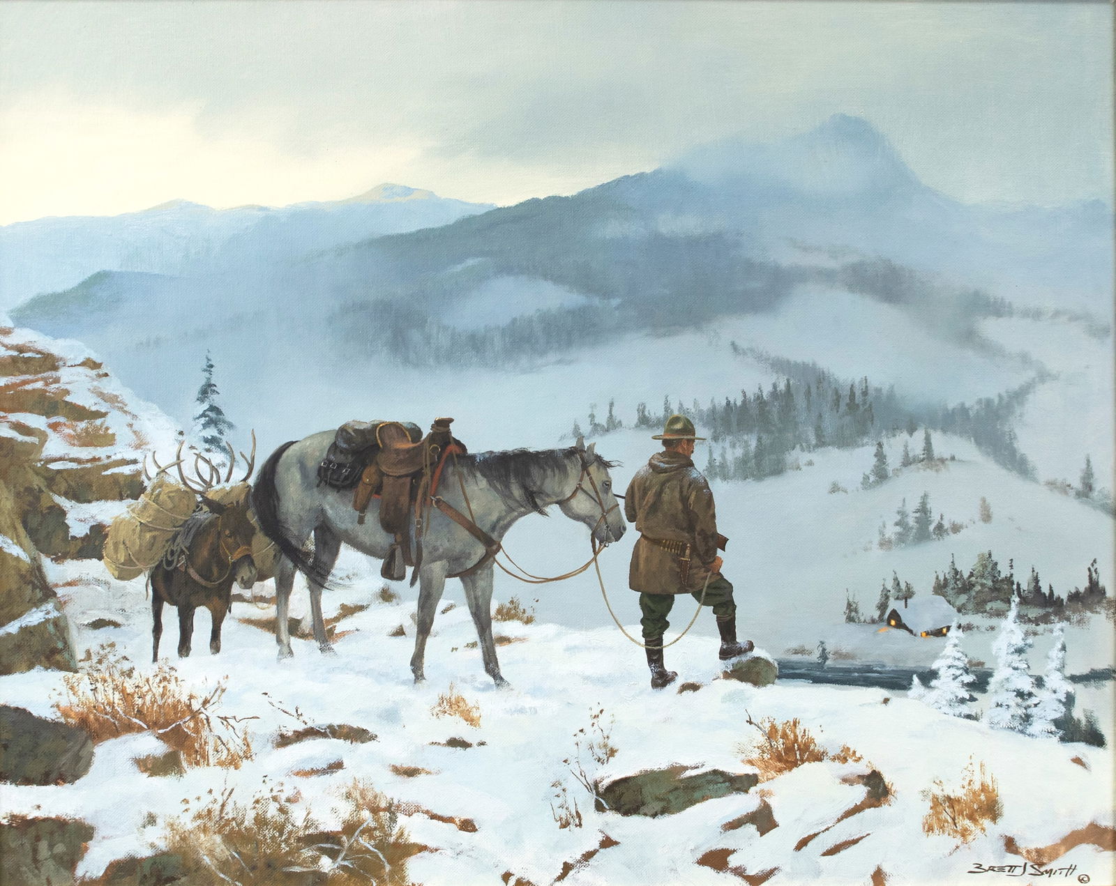 Brett James Smith (b. 1958), Back with Meat: Brett James Smith (b. 1958) Back with Meat signed "Brett J. Smith" lower right oil on canvas, 24 by 30 in. Brett J. Smith was born on March 19, 1958, in New Orleans, Louisiana. His early introduction