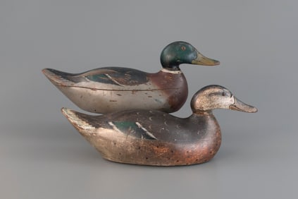 Premier-Grade Mallard Pair by Mason Decoy Factory (1896-1924)