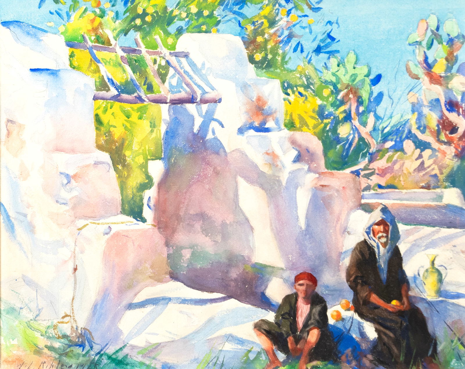 Aiden Lassell Ripley (1896-1969), By the Well: Aiden Lassell Ripley (1896-1969) By the Well, 1925 signed and dated "A. L. Ripley 1925" lower left watercolor and gouache, 15 3/4 by 19 1/2 in. Provenance: Alex Chester Collection