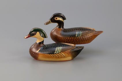 Raised-Wing Wood Duck Pair by Charles H. Perdew (1874-1963)