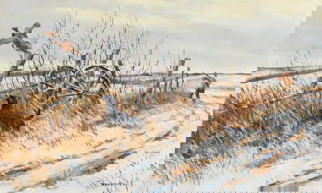 Chet Reneson (b. 1934), Surprise Flush, Pheasant Hunting