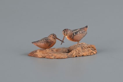 Miniature Woodcock Pair by Allen J. King (1878-1963)