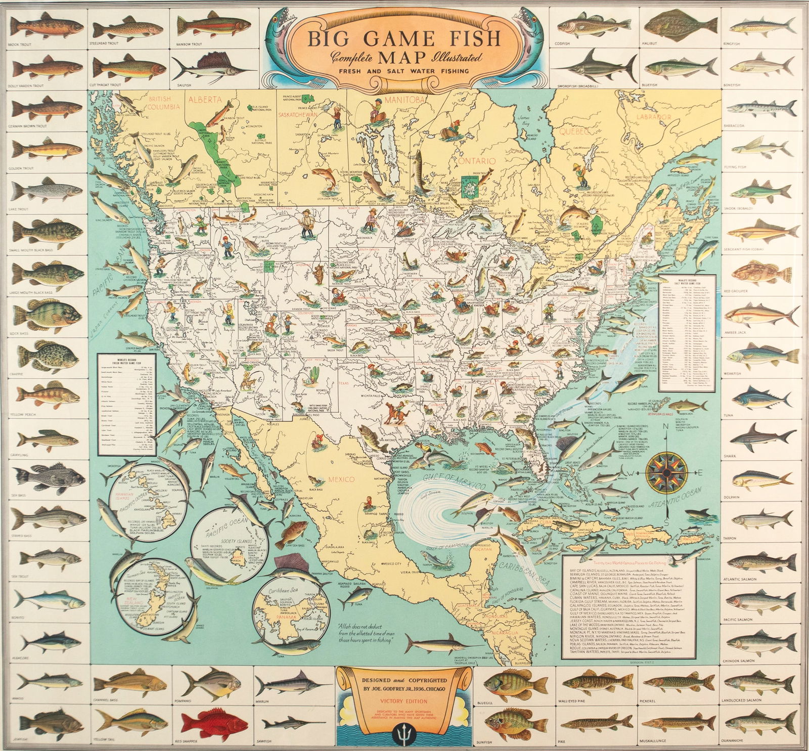 Joseph Charles Godfrey Jr. (1900-1972), Big Game Fish Map (1 of 3)
