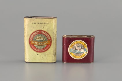 Two Black Powder Tins by The King Powder Co. (1878-1954)