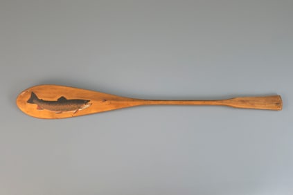 World's-Fair Miniature Canoe Paddle with Trout by Seth Wyman Steward (1844-1927)