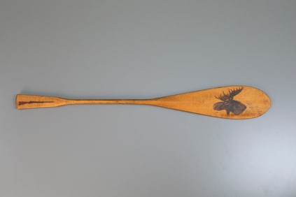 Miniature Canoe Paddle with Moose Head by Seth Wyman Steward (1844-1927)