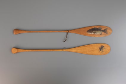 Two Miniature Canoe Paddles