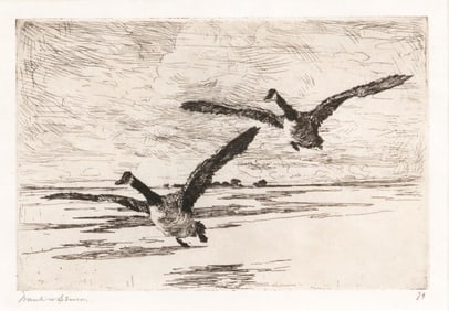 Frank W. Benson (1862-1951), Two Etchings of Geese