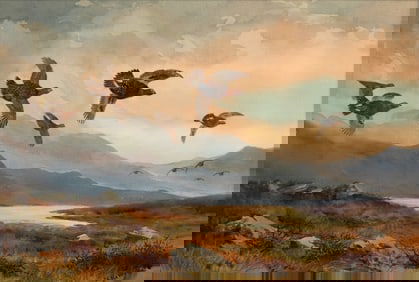 John Cyril Harrison (British, 1898-1985), Grouse Over the Moor