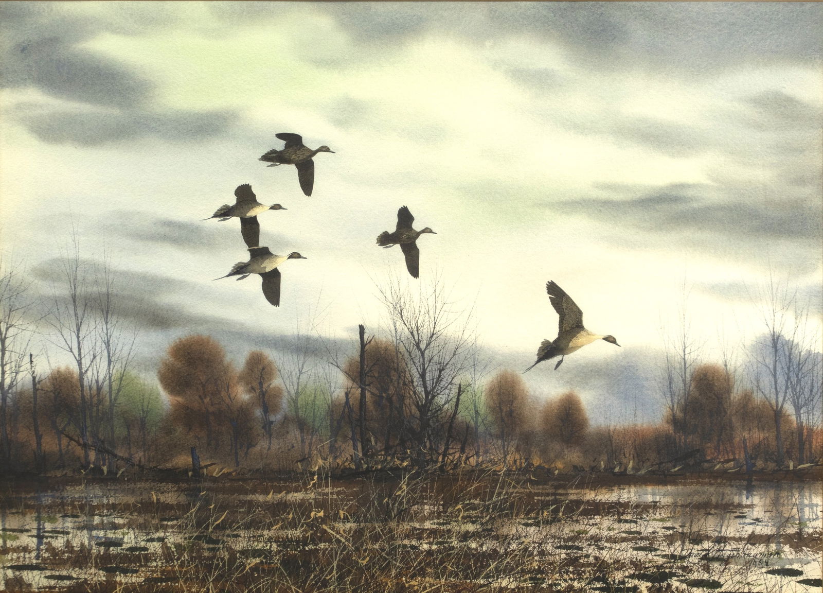 David A. Hagerbaumer (1921-2014), Flying Pintails (1 of 3)