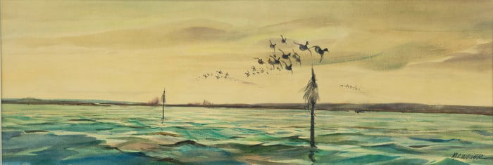 Milton C. Weiler (1910-1974), Bluebills Over the Bay