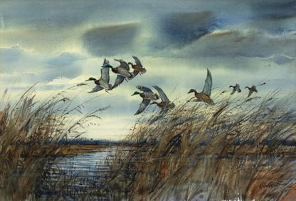 Milton C. Weiler (1910-1974), Mallards Over the Marsh