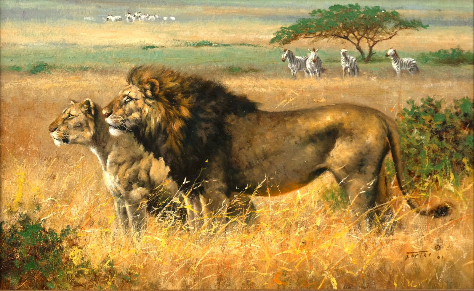 Eric Forlee (b. 1949), The Horizon: Eric Forlee (b. 1949) The Horizon, 2001 signed and dated "Forlee '01" lower right oil on canvas, 13 1/4 by 21 1/4 in. Eric Forlee is a self-trained artist based in Davis, California. Forlee visits Afr