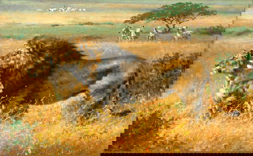 Eric Forlee (b. 1949), The Horizon: Eric Forlee (b. 1949) The Horizon, 2001 signed and dated "Forlee '01" lower right oil on canvas, 13 1/4 by 21 1/4 in. Eric Forlee is a self-trained artist based in Davis, California. Forlee visits Afr