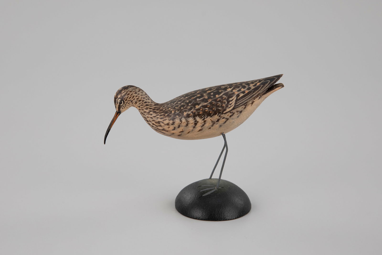 Miniature Curlew by A. Elmer Crowell (1862-1952): Miniature Curlew A. Elmer Crowell (1862-1952) East Harwich, MA, c. 1930 3 in. tall Signed by the maker on the bottom of the base with his rectangular stamp. Original paint with light wear.