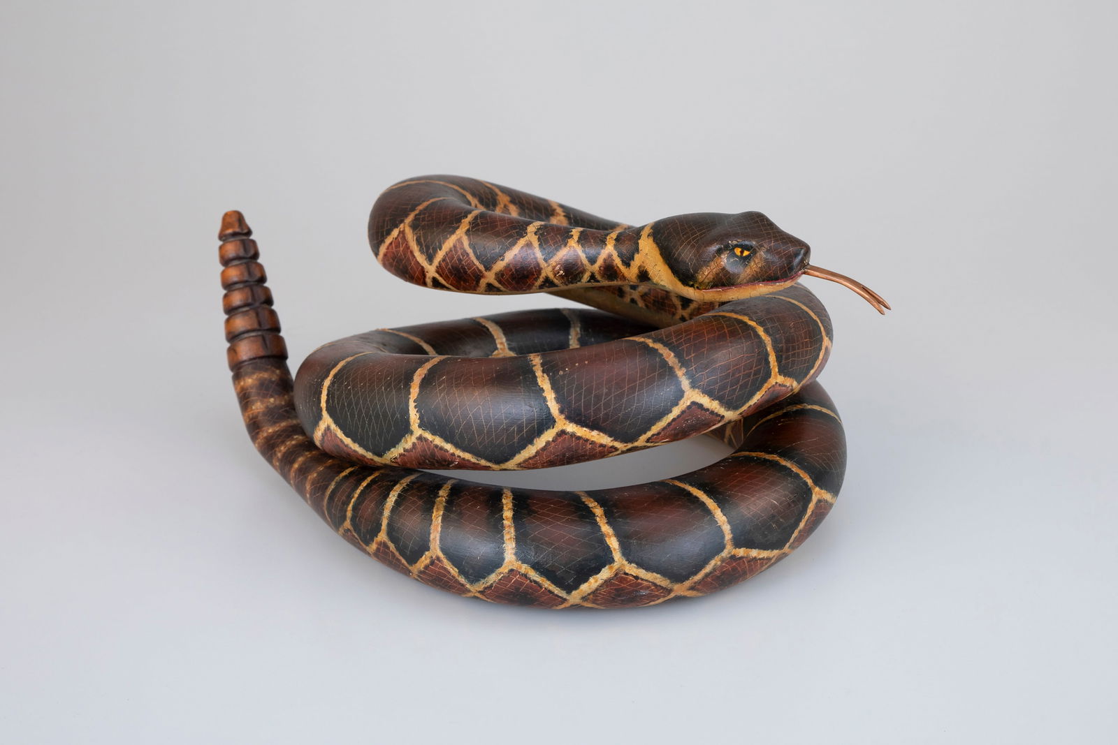 The Shang Wheeler Rattlesnake by Charles "Shang" Wheeler (1872-1949): The Shang Wheeler Rattlesnake Charles "Shang" Wheeler (1872-1949) Stratford, CT, c. 1930 16 in. long "You've heard of the Schaghticoke Rattlesnake club?the brave band of physicians, lawyers, mayors an