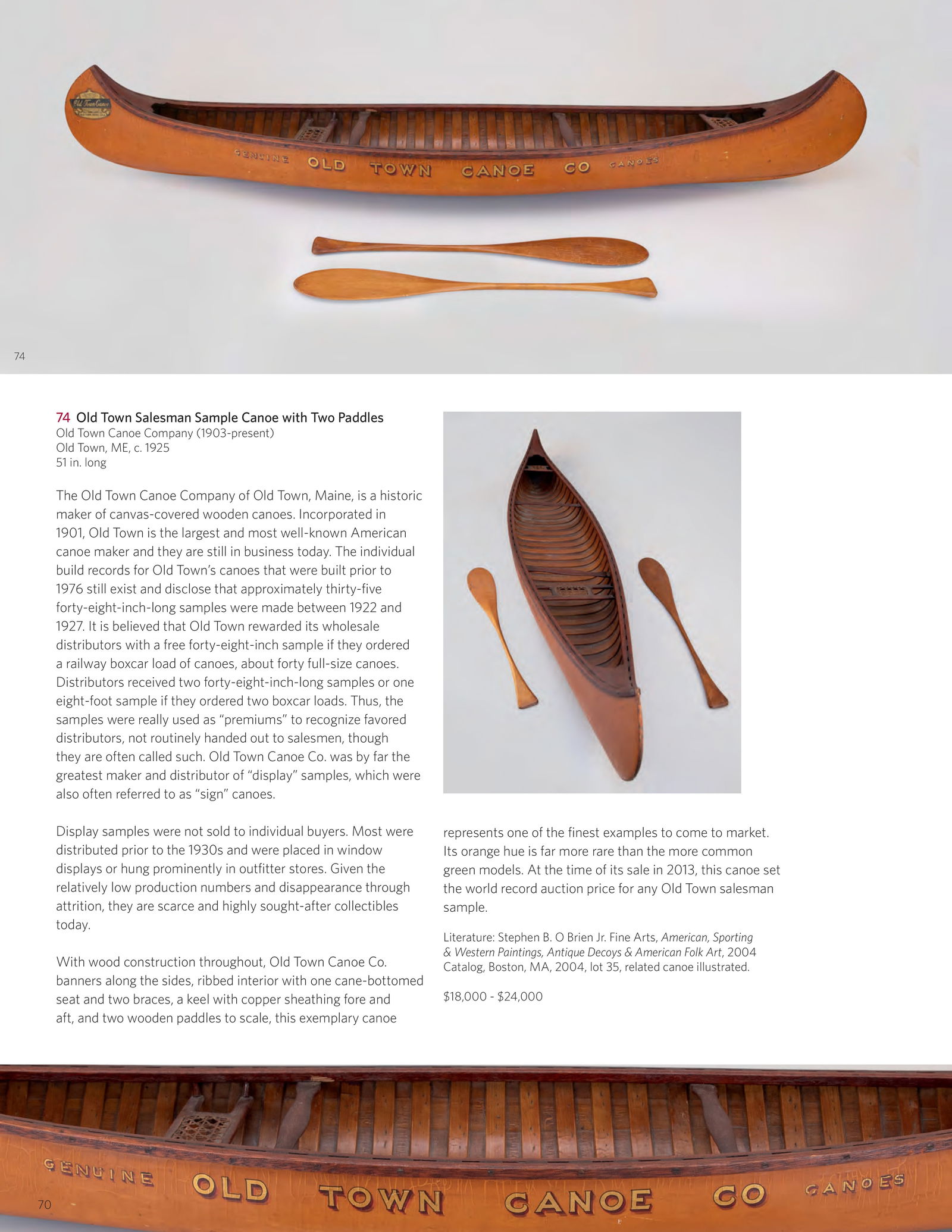 Old Town Salesman Sample Canoe with Two Paddles by Old Town Canoe Company (1903-present) - 10