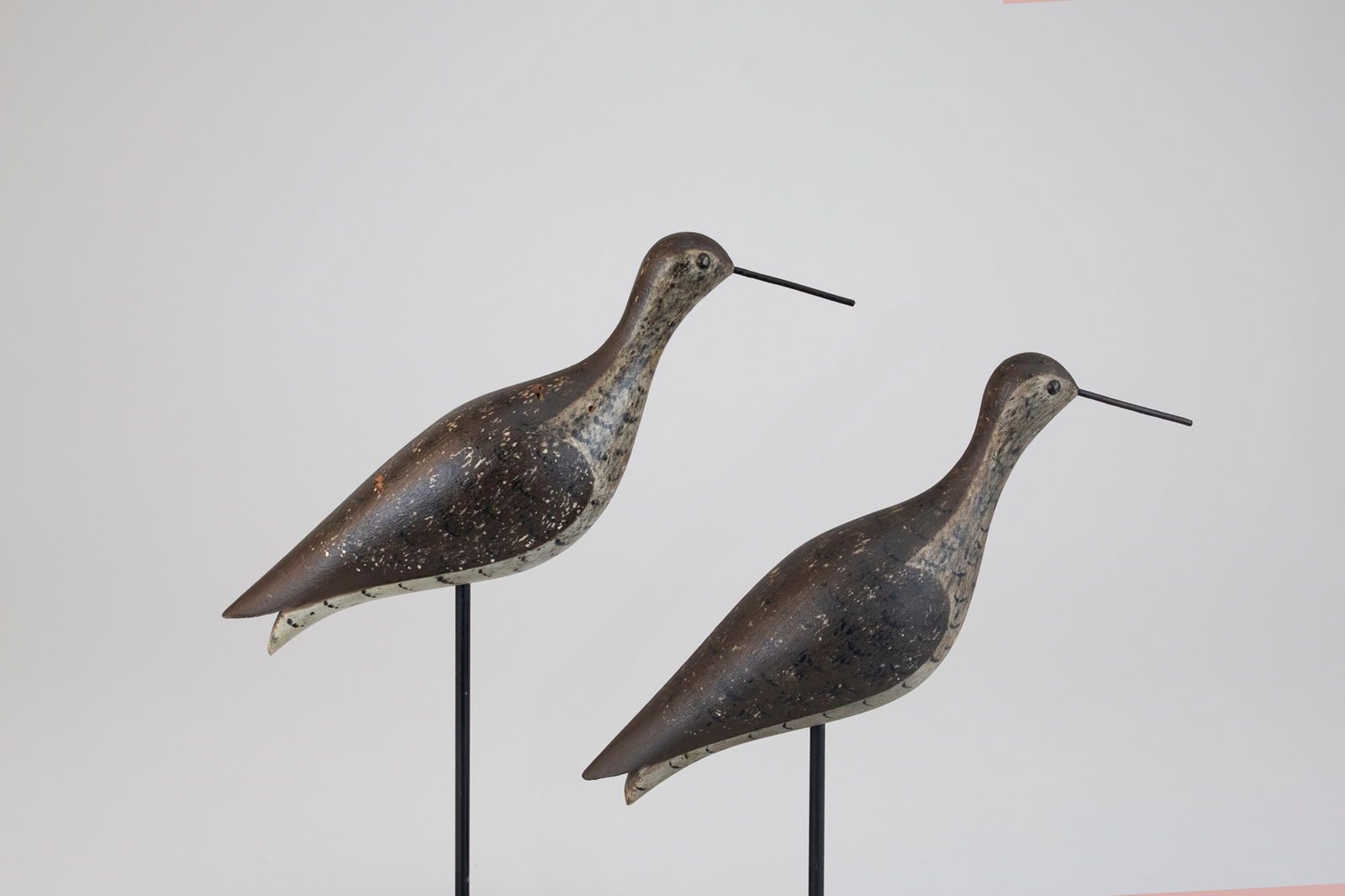 Yellowlegs Pair by Joseph W. Lincoln (1859-1938): Yellowlegs Pair Joseph W. Lincoln (1859-1938) Accord, MA, c. 1920 11 1/2 in. long This pair of yellowlegs features one carving from the McCleery Collection and its rigmate. The McCleery decoy was feat