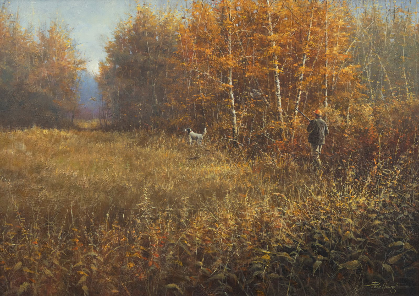 Paco Young (1958-2005), Grouse Hunting: Paco Young (1958-2005) Grouse Hunting signed "Paco Young" lower right oil on canvas, 22 by 30 in. Paco Young lived and worked in the South for most of his life, and in 1994 he moved to Bozeman,