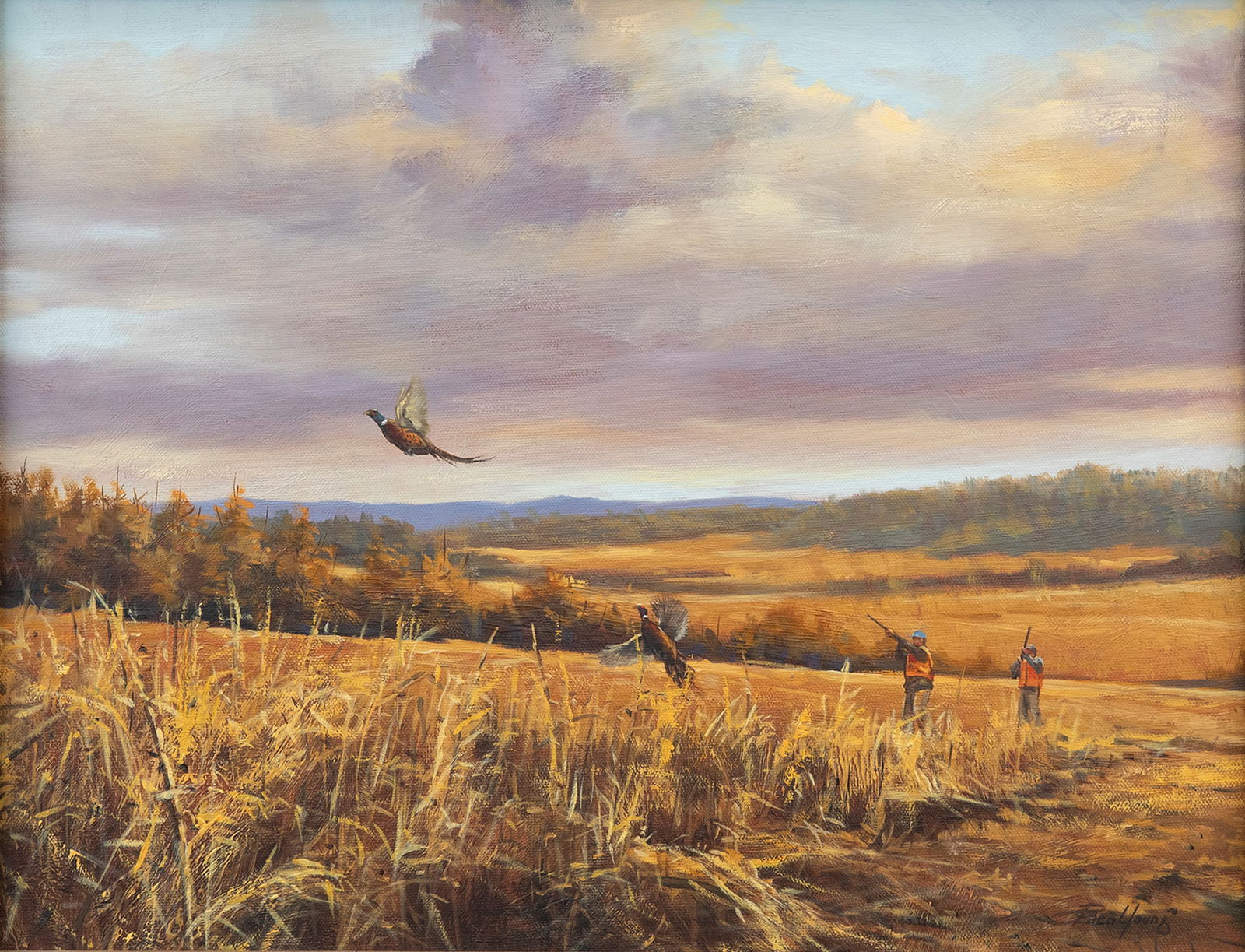 Paco Young (1958-2005), Pheasant Hunting: Paco Young (1958-2005) Pheasant Hunting signed "Paco Young" lower right oil on canvas, 14 by 18 in. Provenance: Robert S. Doochin Collection framed, 19 by 23 in.