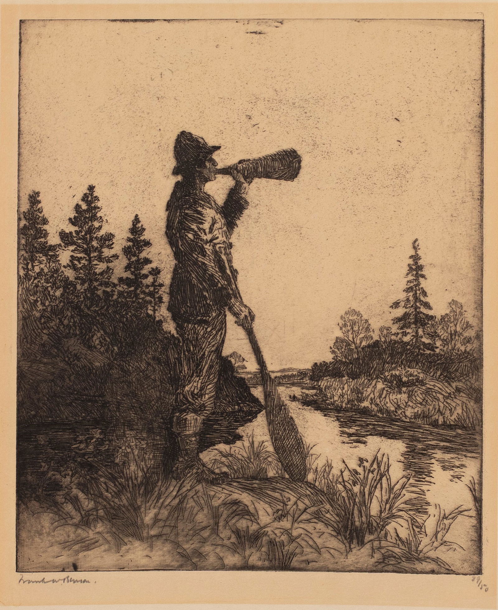 Frank W. Benson (1862-1951), Moose Caller (1 of 2)