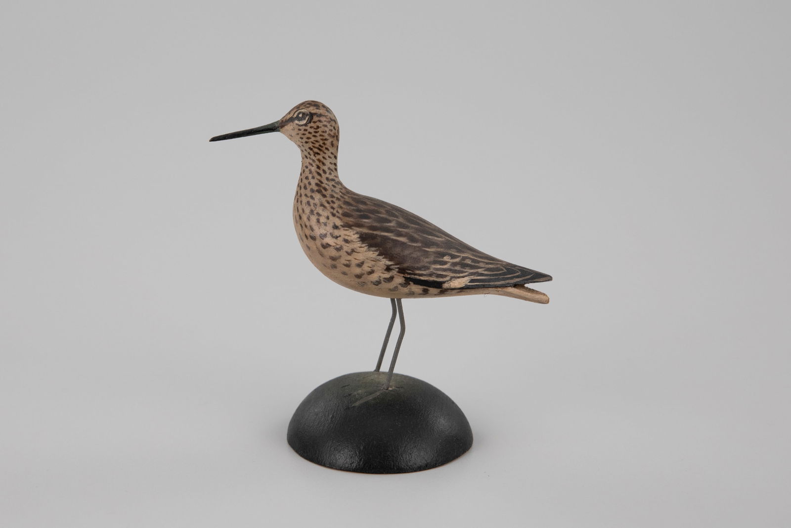 Miniature Willet by A. Elmer Crowell (1862-1952): Miniature Willet A. Elmer Crowell (1862-1952) East Harwich, MA, c. 1930 3 3/4 in. tall Signed by the maker on the bottom of the base with his rectangular stamp. Original paint with light wear.