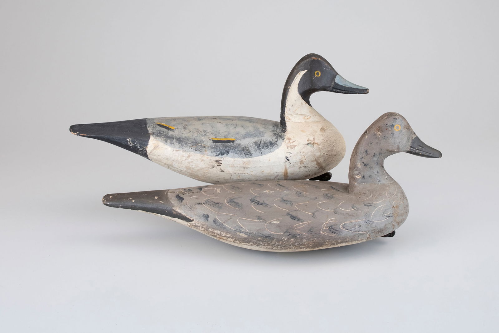 Rare Pintail Pair by Doug Jester (1876-1961): Rare Pintail Pair Doug Jester (1876-1961) Chincoteague, VA, c. 1930 18 in. long These are among the finest Doug Jester decoys known. Original paint with even gunning wear. Provenance: Private