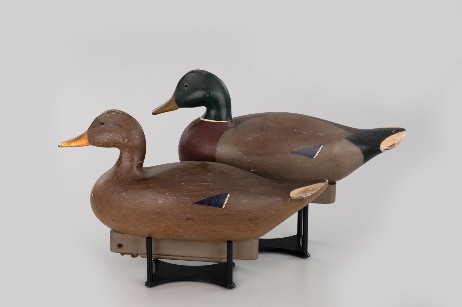 Mallard Pair by Reginald Vicary (1903-1983): Mallard Pair Reginald Vicary (1903-1983) Rossford, OH, c. 1940 17 1/2 in. long A grand pair of mallards by this English-born carver. These were selected for the Ohio exhibition and catalog. Original