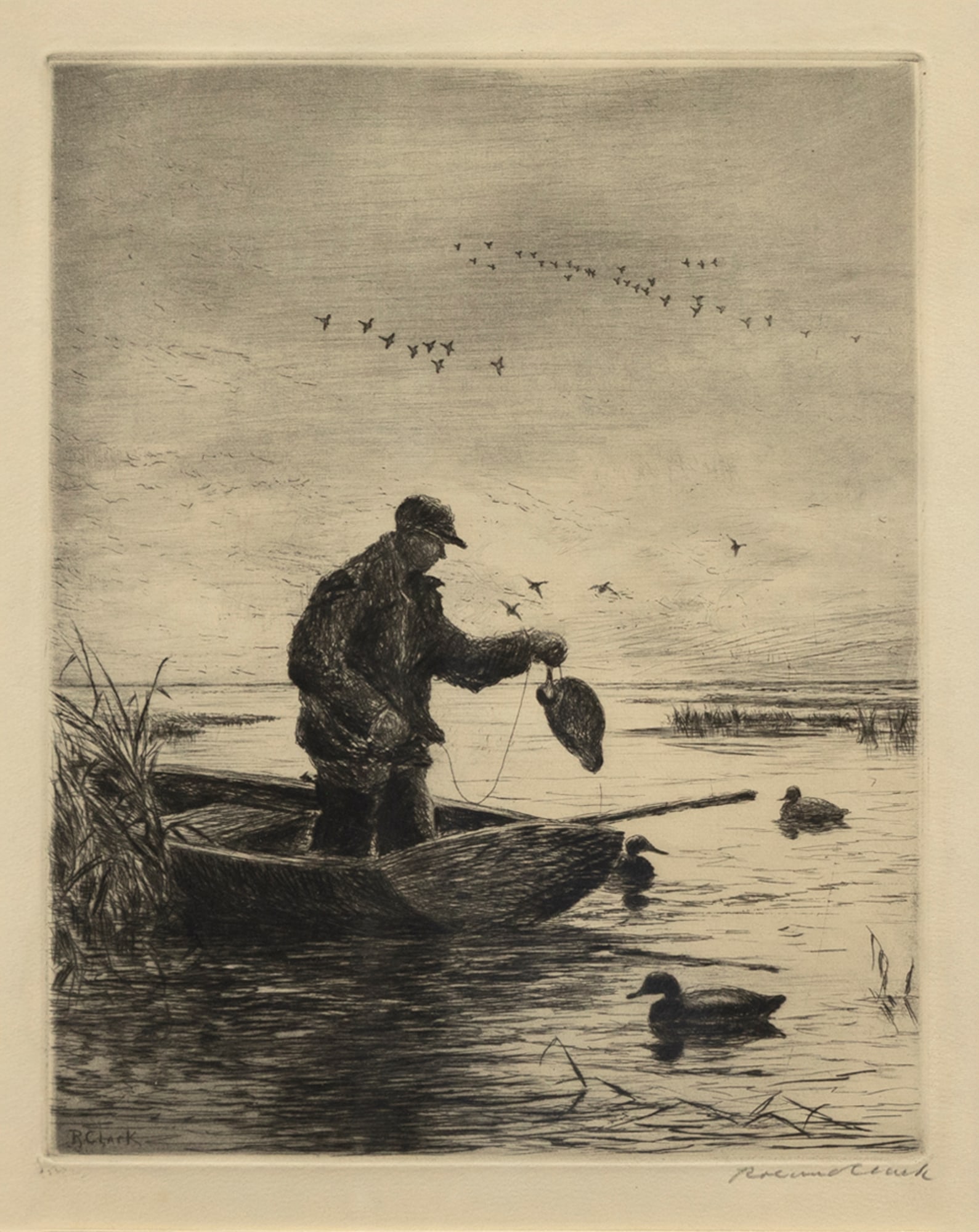 Roland H. Clark (1874-1957), Setting Out Decoys (1 of 3)