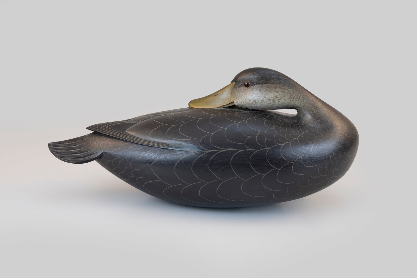 Oversize Sleeping Black Duck Decoy, George Strunk (b. 1958) - 2