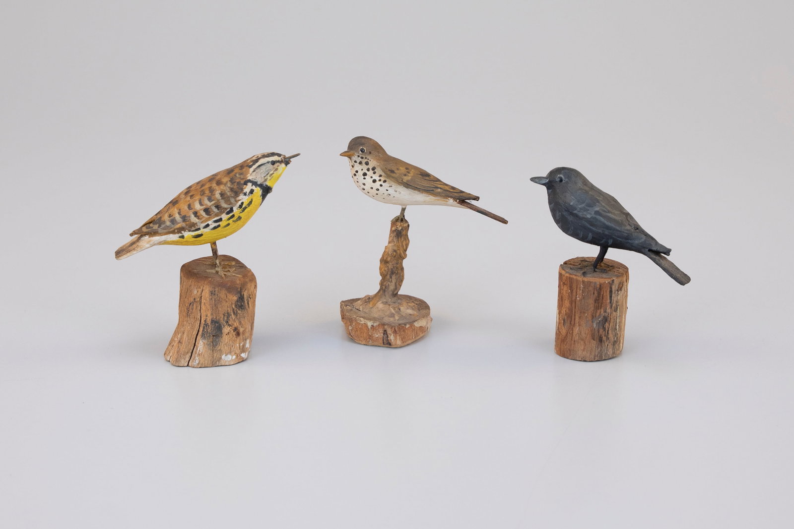 Miniature Crow, Meadowlark, and Hermit Thrush, Peter Peltz (1915-2001) (1 of 5)