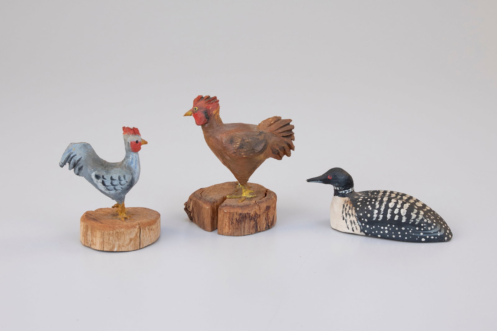 Miniature Loon, Blue Chicken, and Brown Chicken, Peter Peltz (1915-2001) (1 of 5)