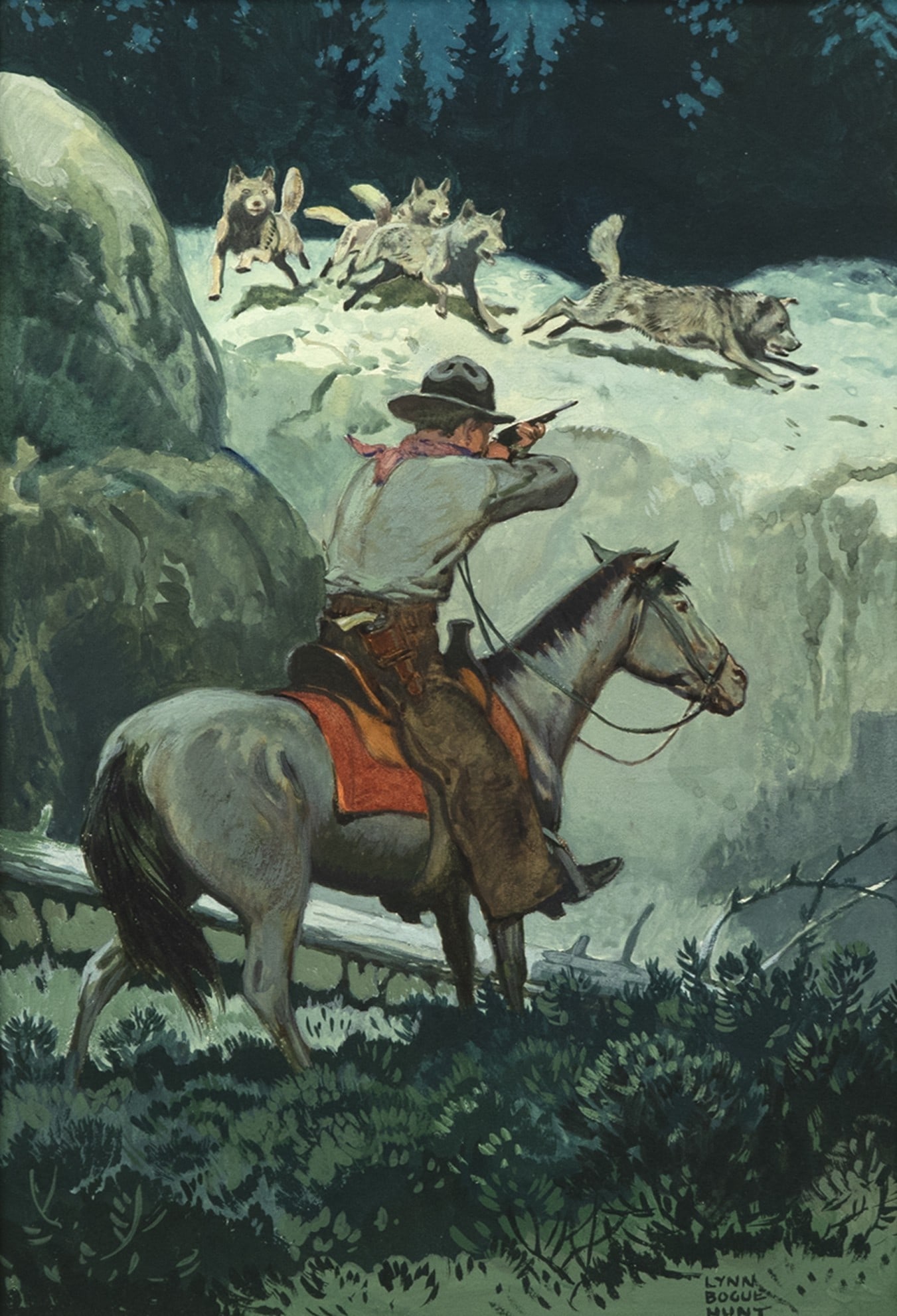 Lynn Bogue Hunt (1878-1960), Cowboy Taking Aim (1 of 4)