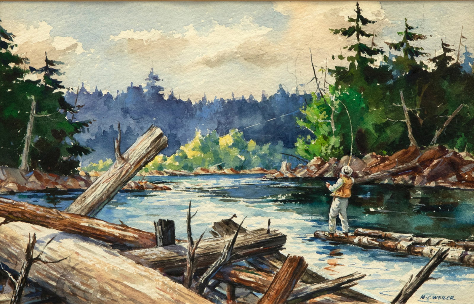 Milton C. Weiler (1910-1974), Third Musquacook Dam Pool (1 of 4)