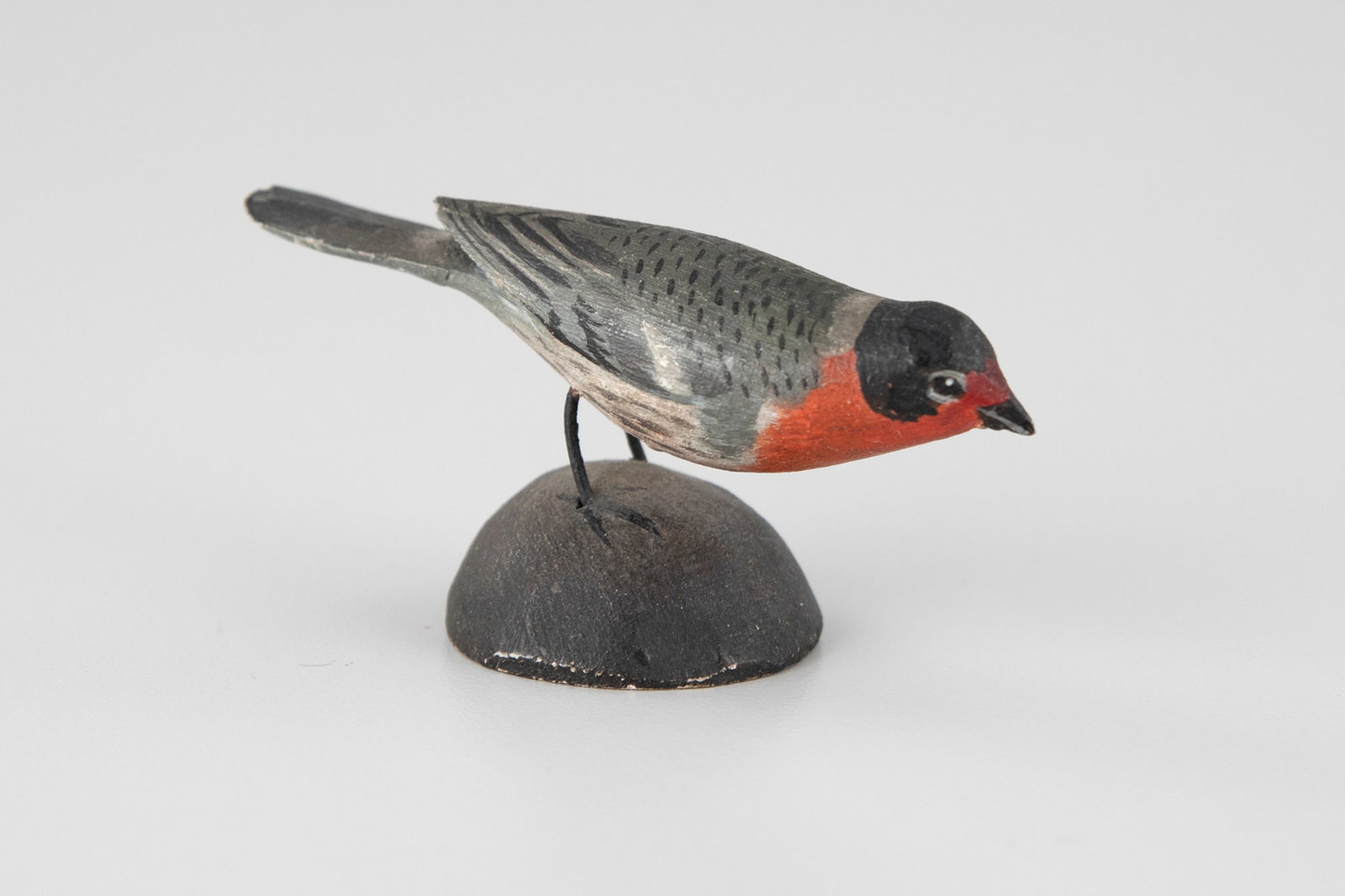Early Miniature Red-Faced Warbler by A. Elmer Crowell (1862-1952): Early Miniature Red-Faced Warbler A. Elmer Crowell (1862-1952) East Harwich, MA, c. 1923 2 3/4 in. long Lots 362 through 373 are from a single set that has remained in the family since they were acqui