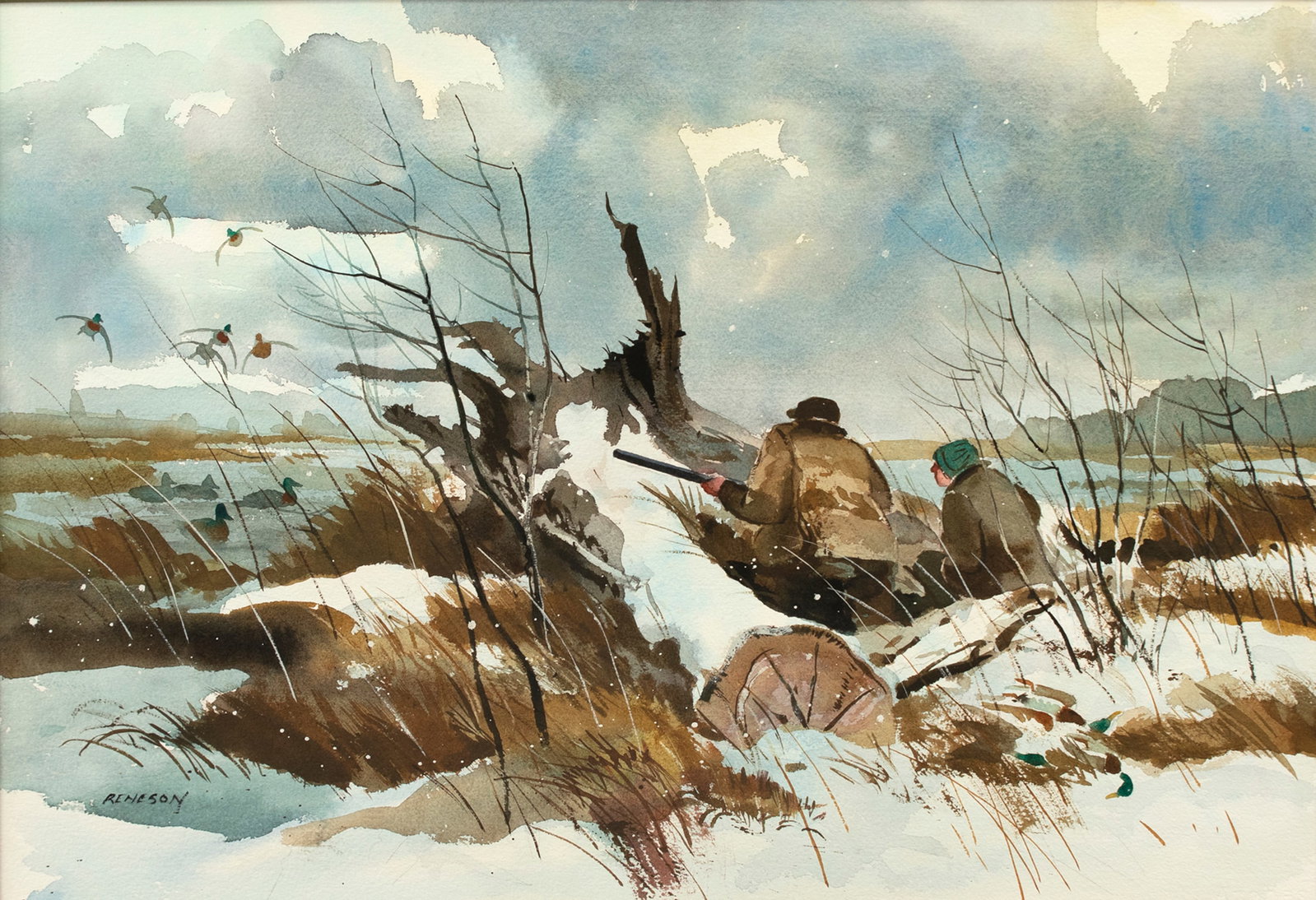 Chet Reneson (b. 1934), Winter Duck Hunting (1 of 3)