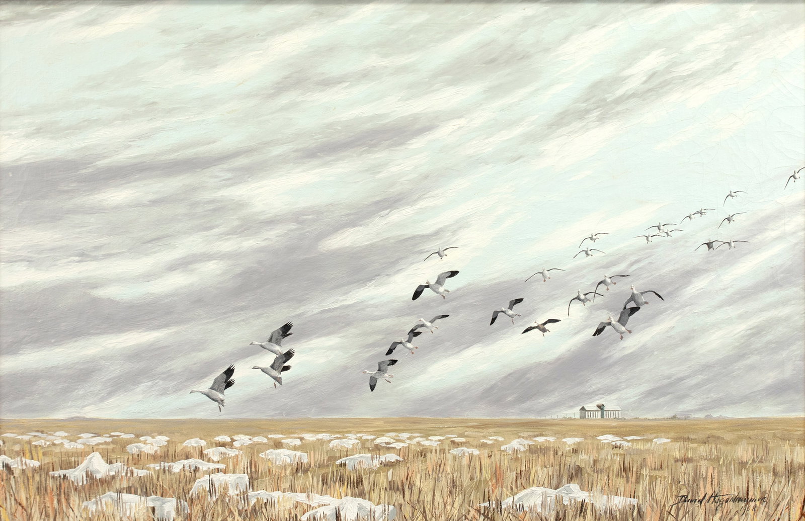 David A. Hagerbaumer (1921-2014), Geese Landing (1 of 3)