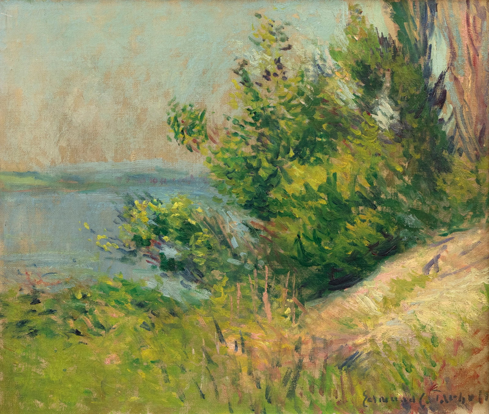 Edmund Charles Tarbell (1862-1938), Beach at Plymouth, Mass: Edmund Charles Tarbell (1862-1938) Beach at Plymouth, Mass, c. 1891 signed "Edmund C. Tarbell" lower right oil on canvas, 14 by 16 in. Painted when Tarbell was twenty-nine years old and enjoying an