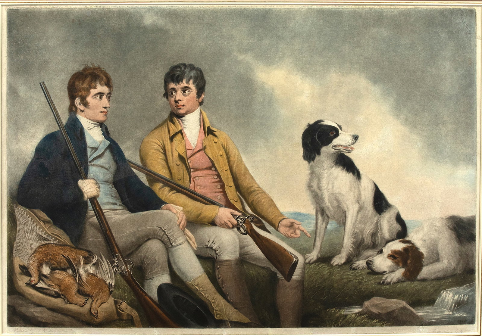 James Northcote (British, 1746-1831), Grouse Shooters in the Forest of Bowland: James Northcote (British, 1746-1831) Grouse Shooters in the Forest of Bowland, 1805 print, 17 1/4 by 24 1/2 Engraved by George Dawe (British, 1781-1829) after a painting of the same title by James Nor