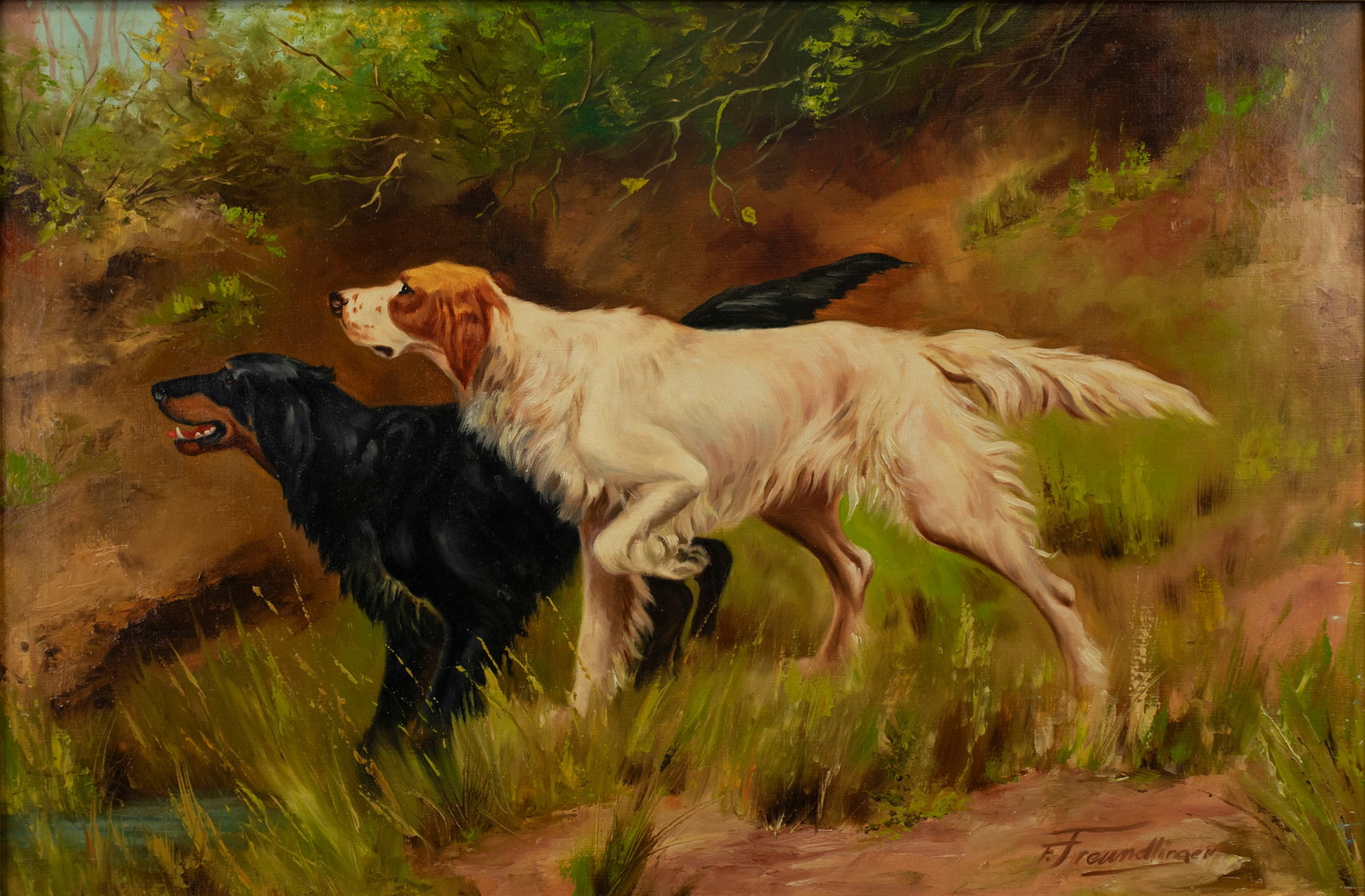 Franz Freundlinger (Austrian, 20th Century), Pair of Setters (1 of 3)