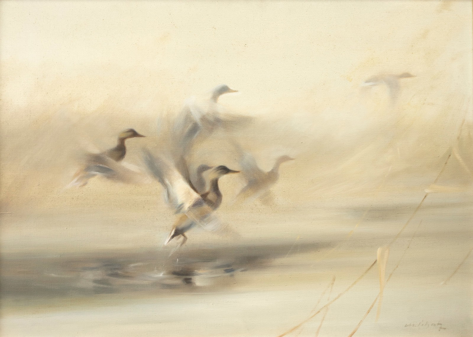 Manfred Schatz (German, 1925-2004), Ice Hole Mallards (1 of 3)