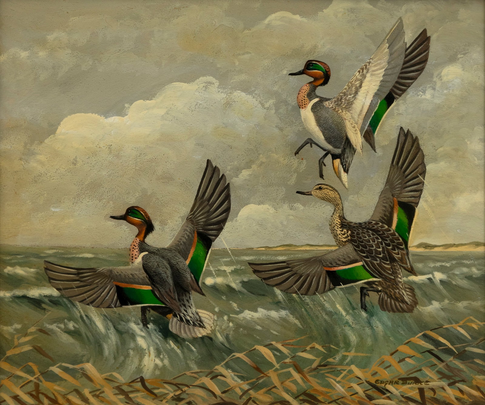 Edgar Burke (1889-1950), Green-Winged Teal Trio (1 of 3)