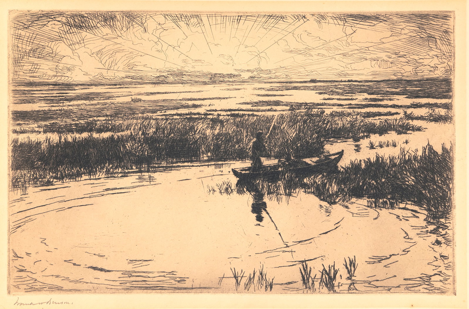 Frank W. Benson (1862-1951), Sunrise: Frank W. Benson (1862-1951) Sunrise, 1920 signed "Frank W Benson" lower left etching, 6 7/8 by 10 3/4 in. Paff #180, edition of 150 titled lower left Provenance: John Cuthbert Collection unframed, she