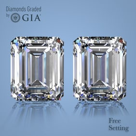 4.02 ct Emerald cut GIA Graded Diamond Pair