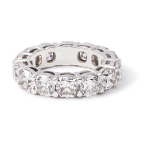 14k White Gold 7.40 ct Cushion Cut Diamond Eternity Band