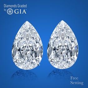 4.02 ct Pear cut GIA Graded Diamond Pair