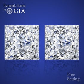 4.02 ct Princess cut GIA Graded Diamond Pair